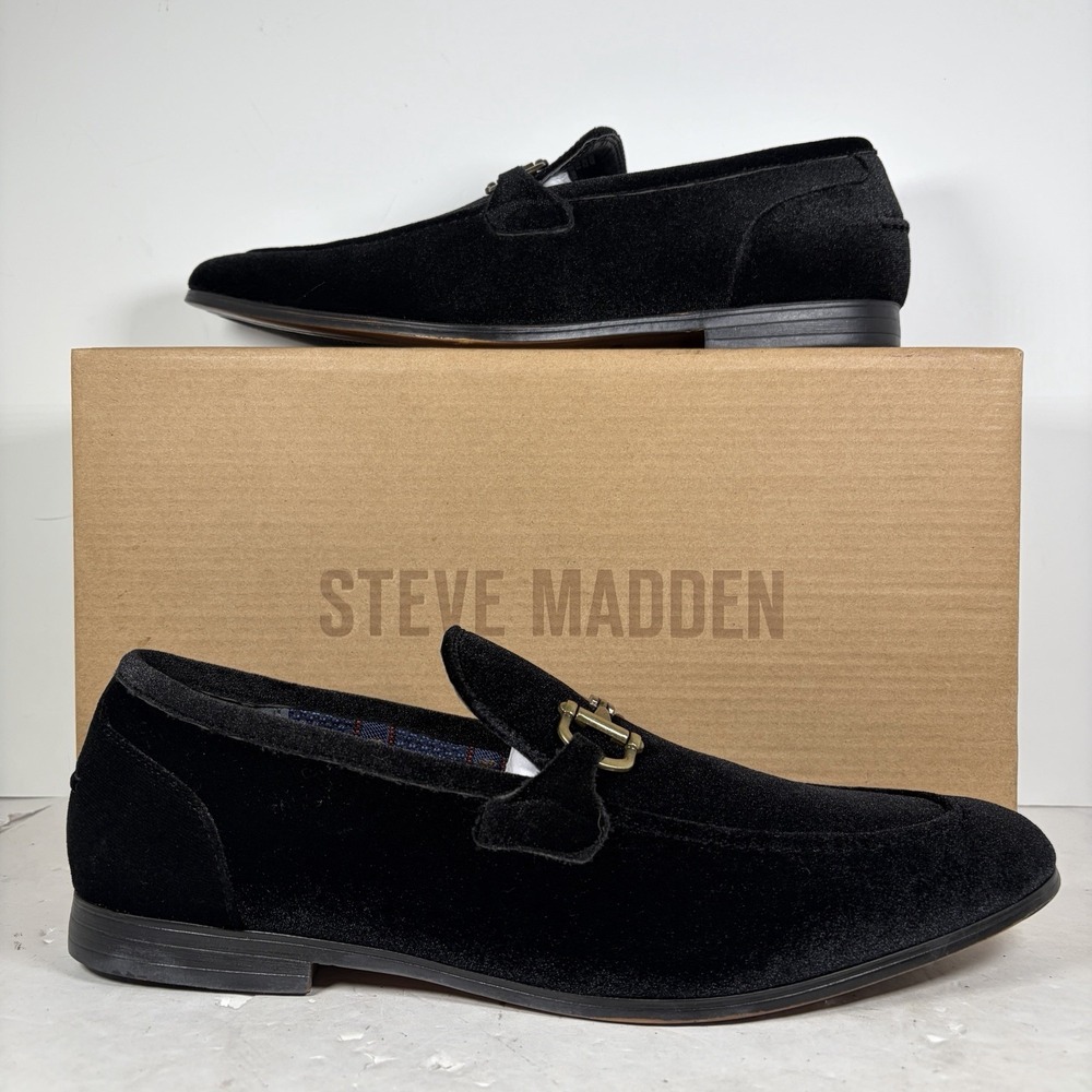 Size 10 Steve Madden Morocco Black Velvet Loafers With Box